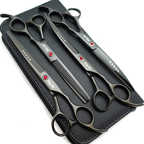 7.0in Titanium Professional Dog Grooming Scissors Set,Straight &amp; Thinning &amp; Curved Scissors 4pcs