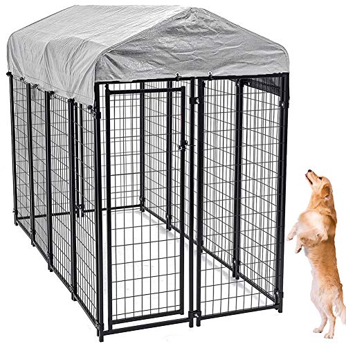 Large Dog Kennel Outdoor, Extra Large Dog Crate Metal Welded Pet Cage 