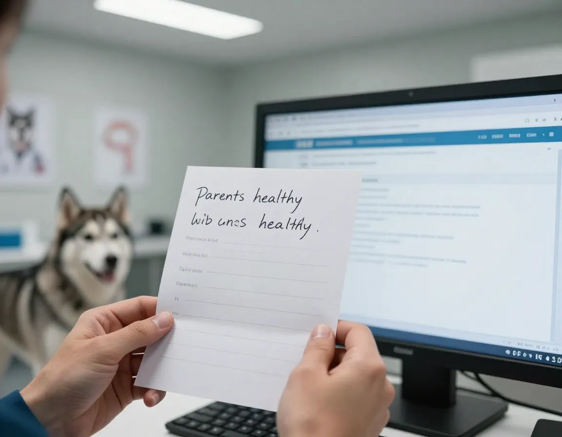 Absence health testing documentation husky breeding dogs