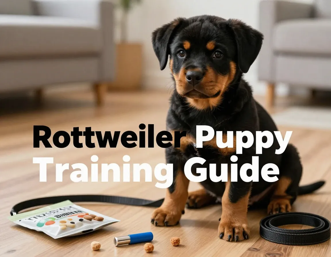 Rottweiler puppy training tools leash treats interior positive