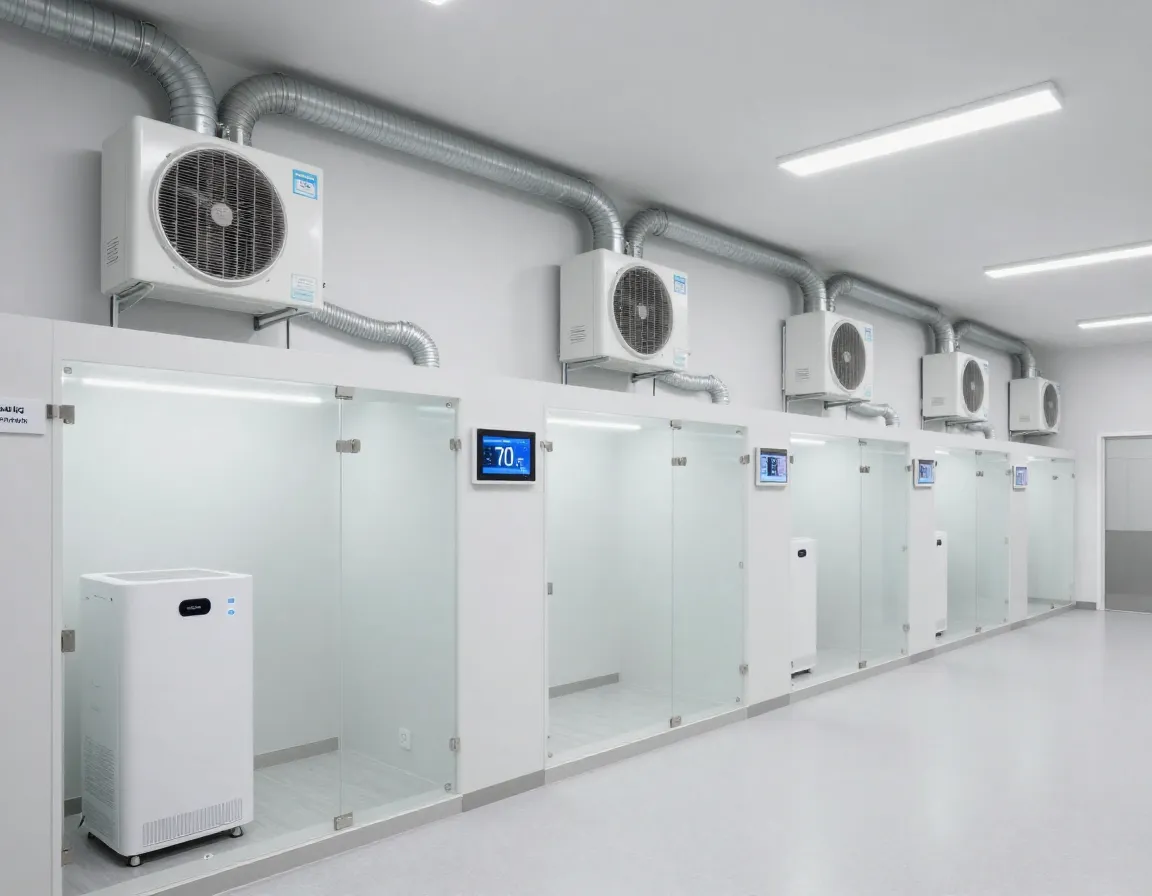 Modern climate controlled pet facility with separate hvac systems for each room