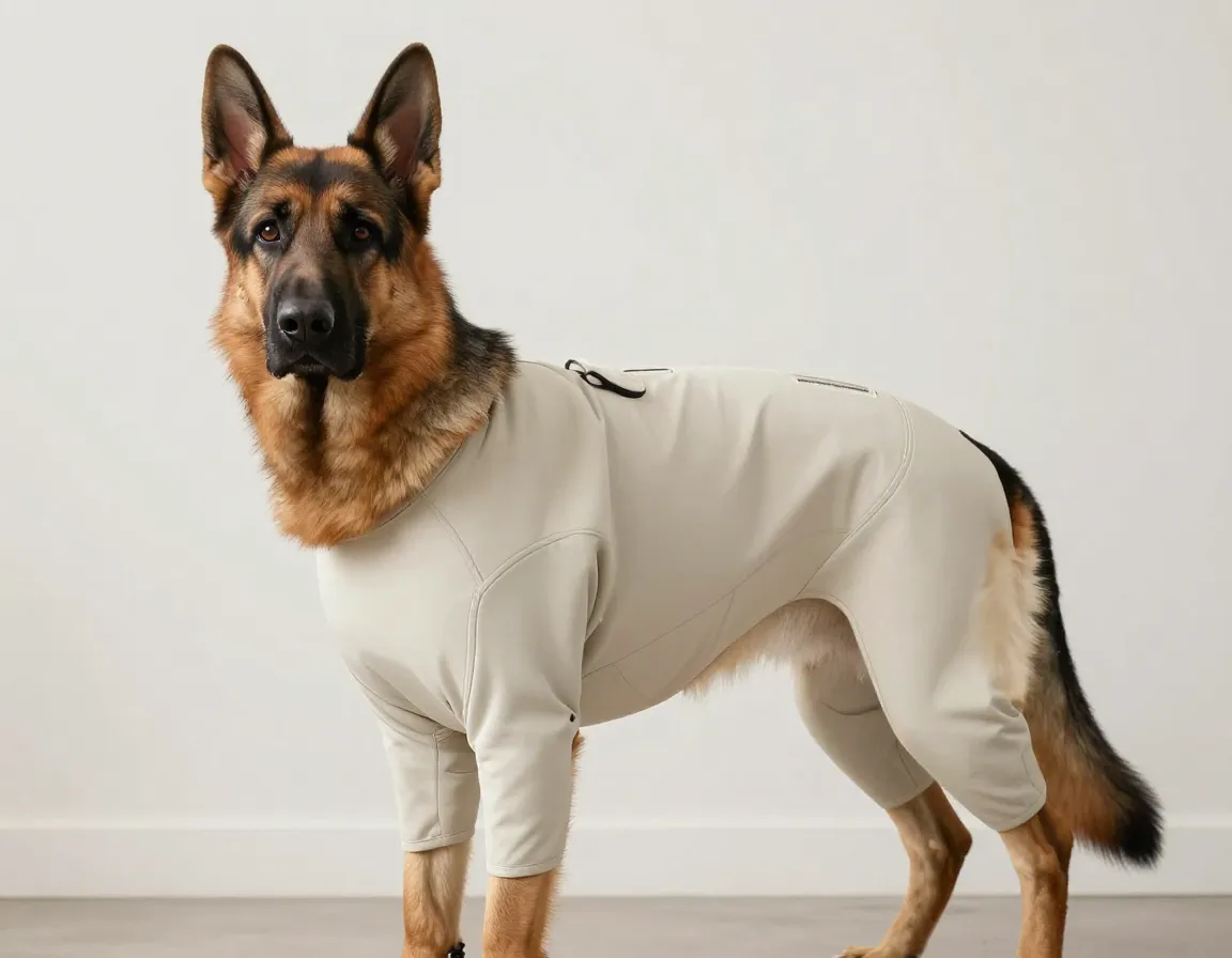 Kruuse buster ergonomic recovery suit based on canine anatomy