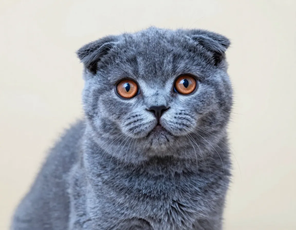 Scottish fold kitten with forward folded ears and round owl face