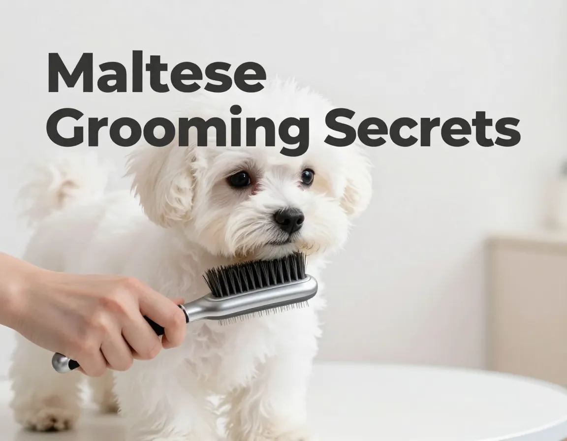 Maltese puppy gentle brushing session silky white coat pin brush