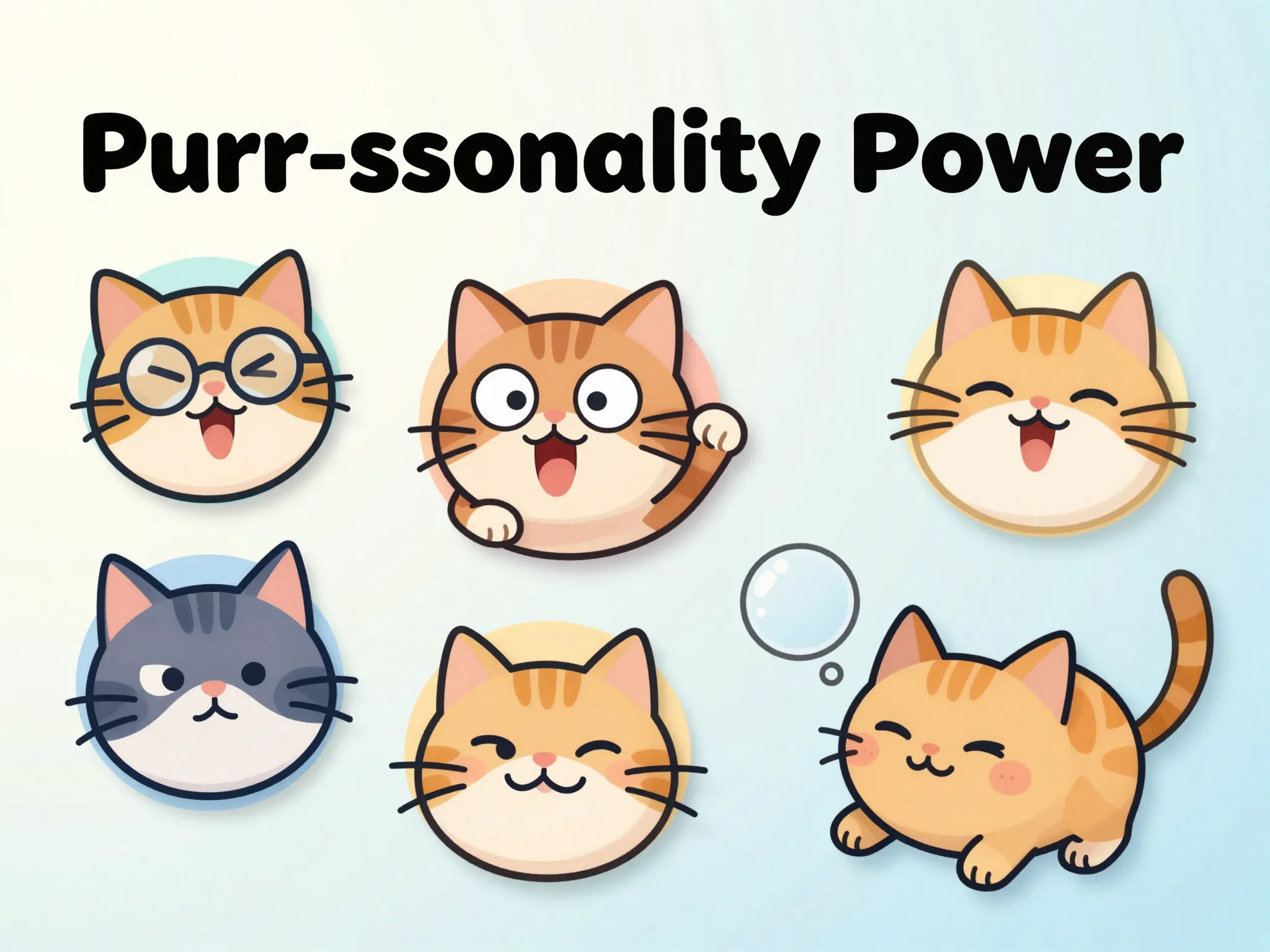 Six silly cats wallpaper designs digital personalization options