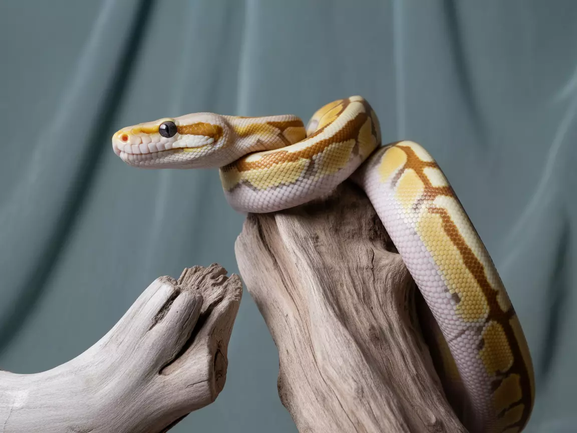 Side profile champagne morph ball python pink cream driftwood