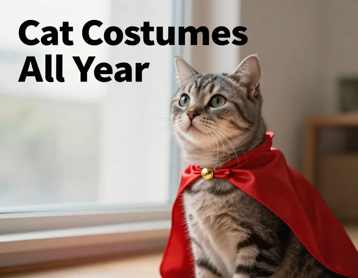Cat superhero cape content gray tabby red satin home celebration