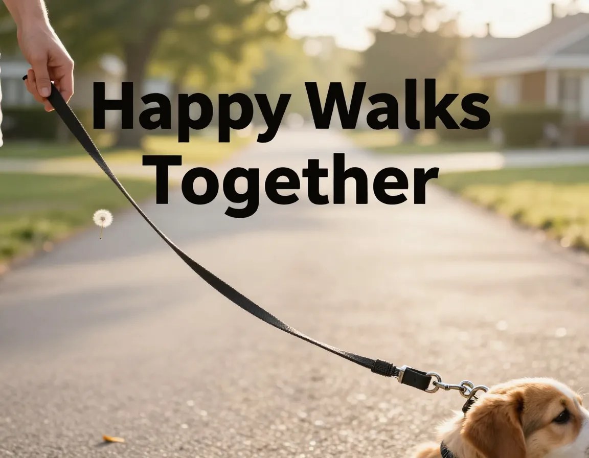 Puppy leash training calm walk dandelion golden hour hand