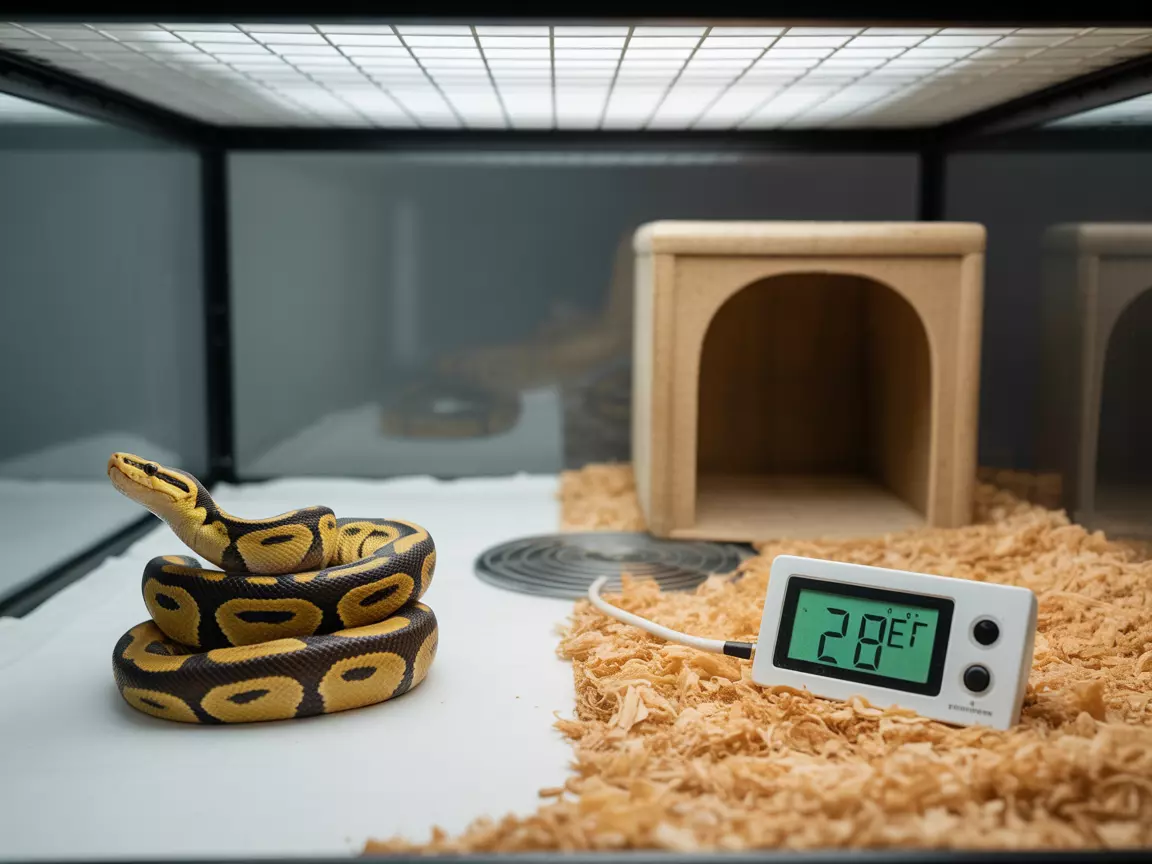 Ball python coiled cool side enclosure low temperature reading