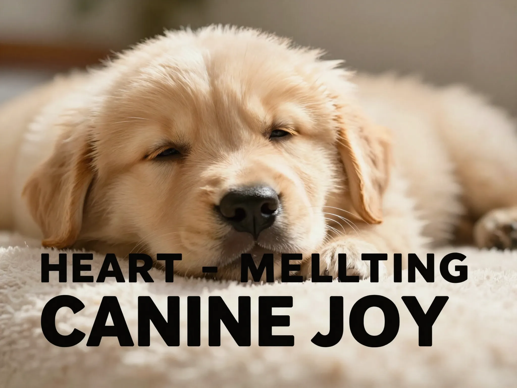 Sleepy golden puppy close up morning blanket joy