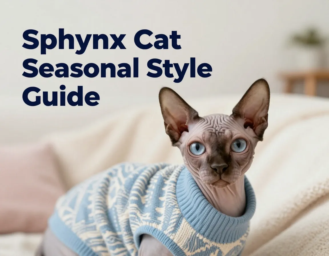 Sphynx cat wearing cozy sweater seasonal wardrobe guide
