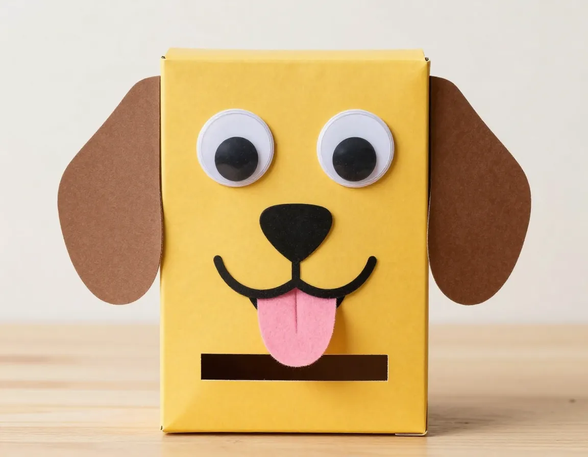 Friendly golden retriever cardboard valentine box craft