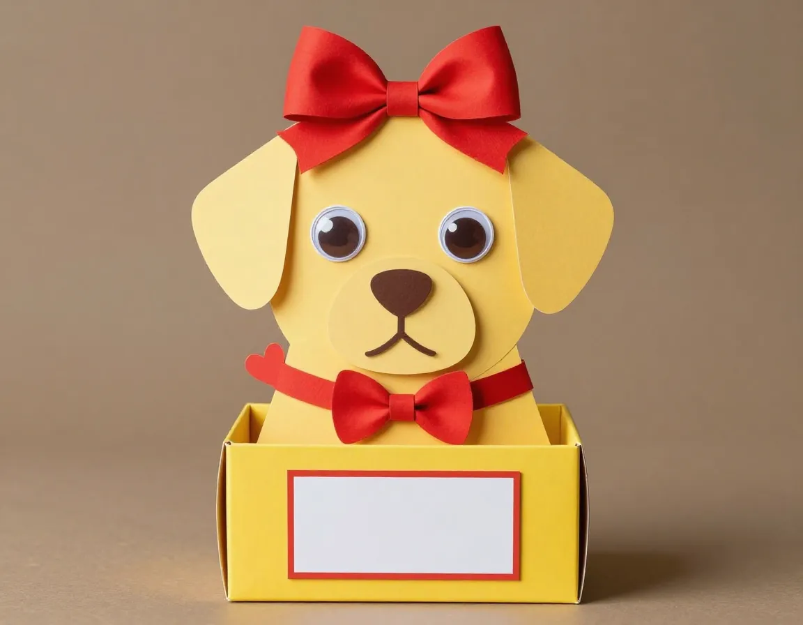 Versatile labrador puppy valentine box with festive bow