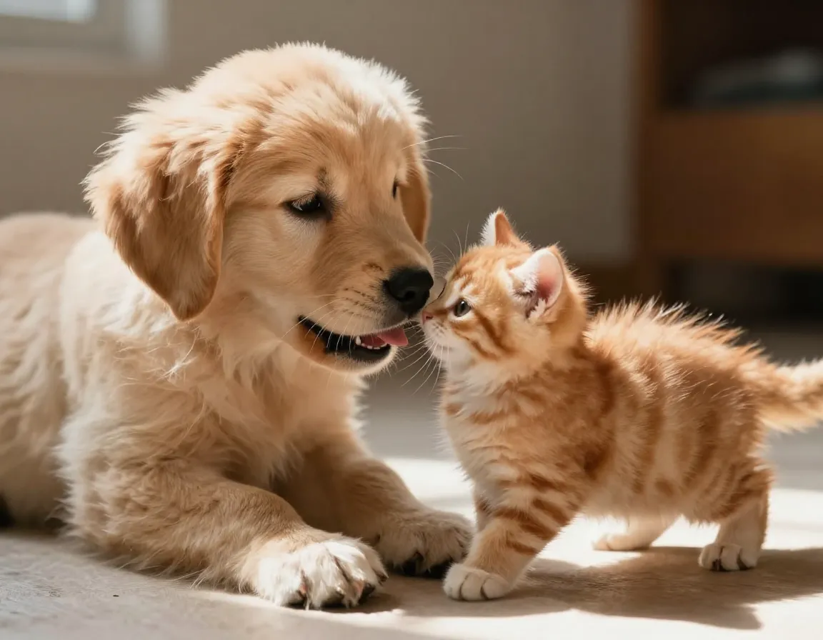 Enhanced socialization and behavioral development between puppy and kitten