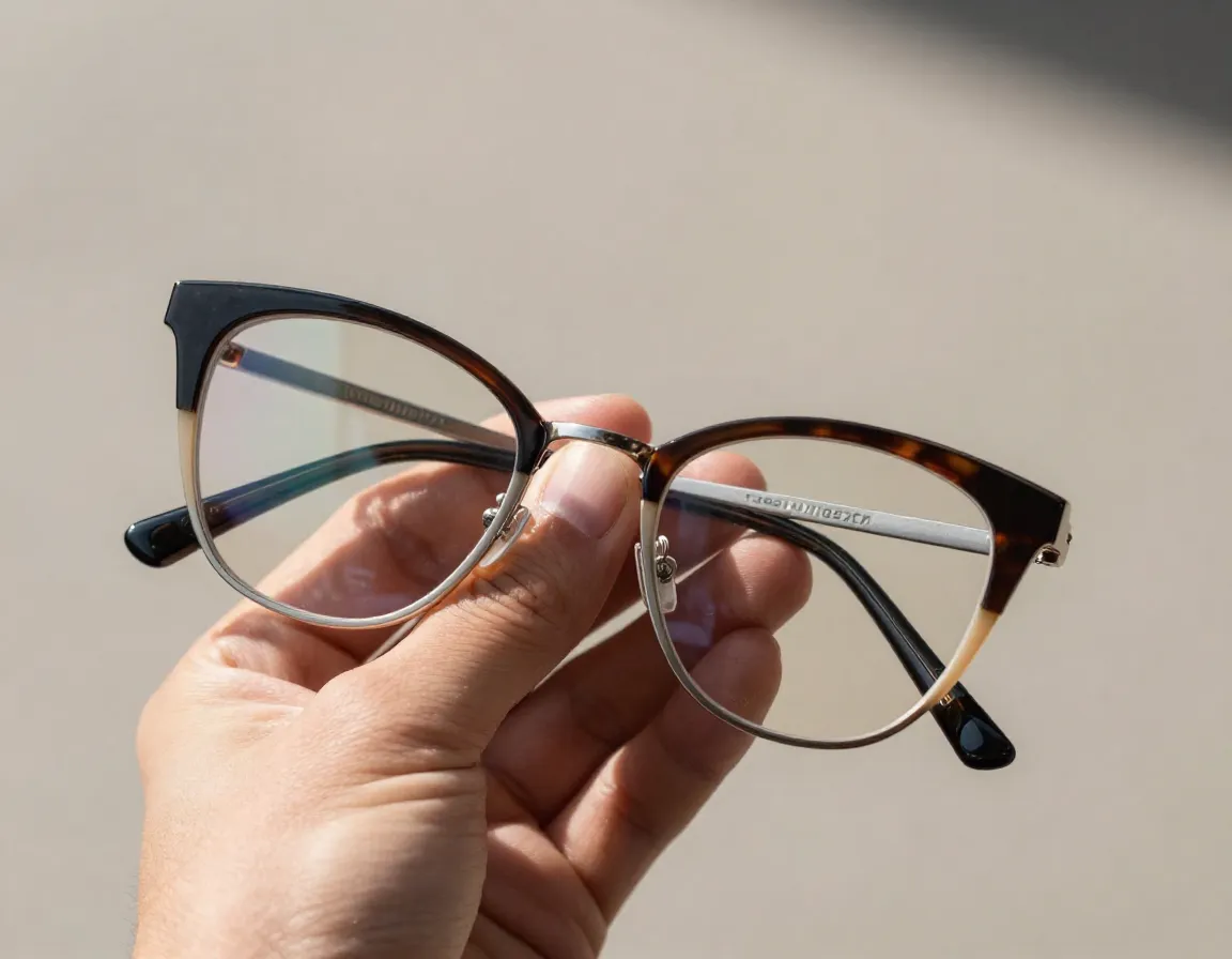 Two tone cat eye glasses with mixed materials and colors