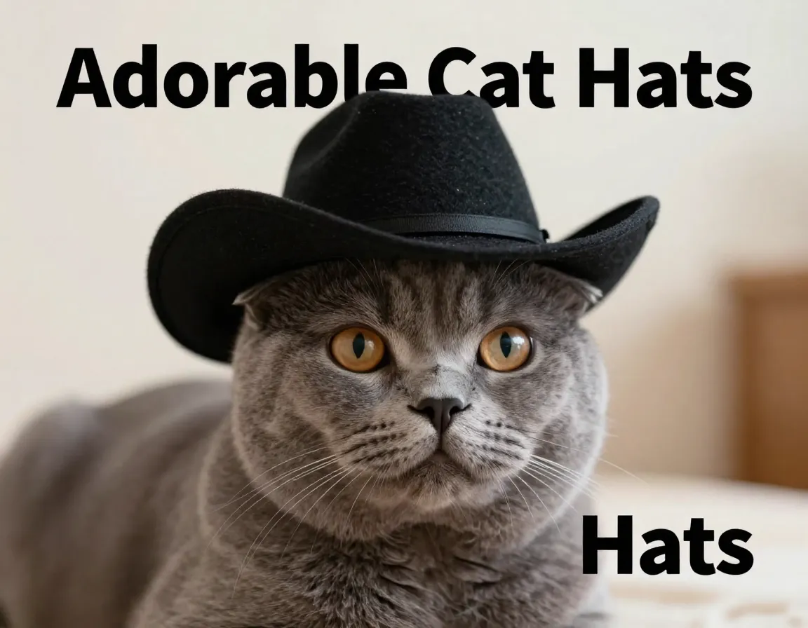 Hilarious cute cat wearing tiny cowboy hat close up