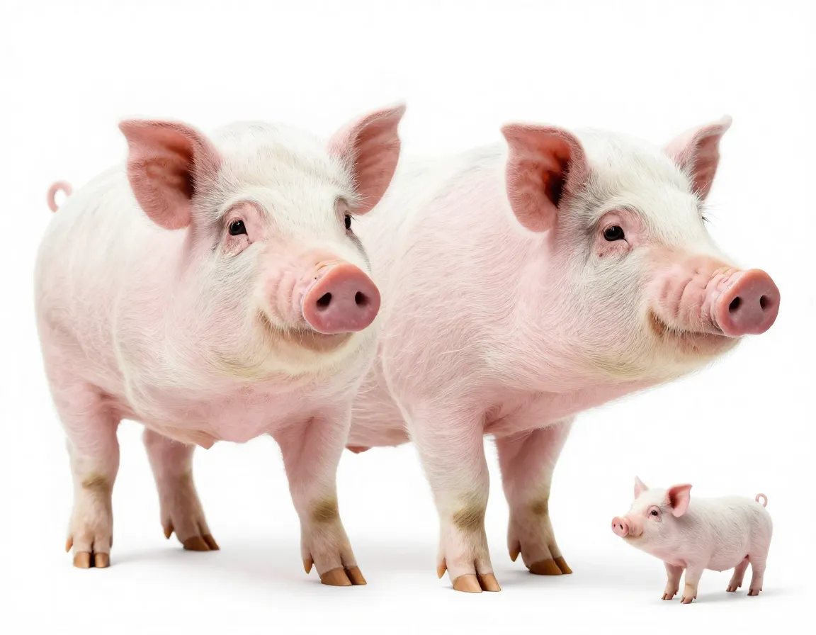 Large adult pig next to small teacup with figurine