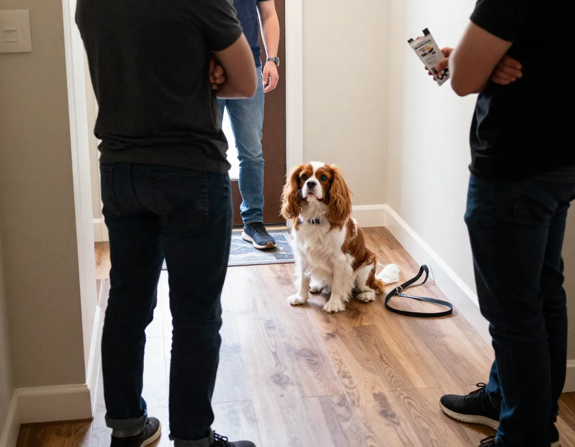 Cavalier sitting calmly as person turns away during jumping training