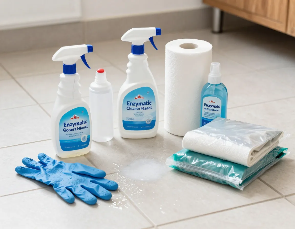 Enzymatic cleaner and supplies for pet accident cleanup