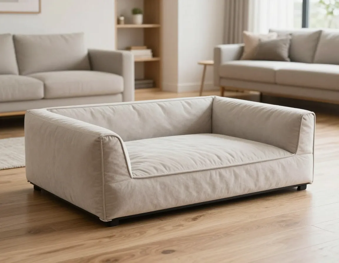 Ultra thick bolstered foam lounger bed for large dogs in modern home