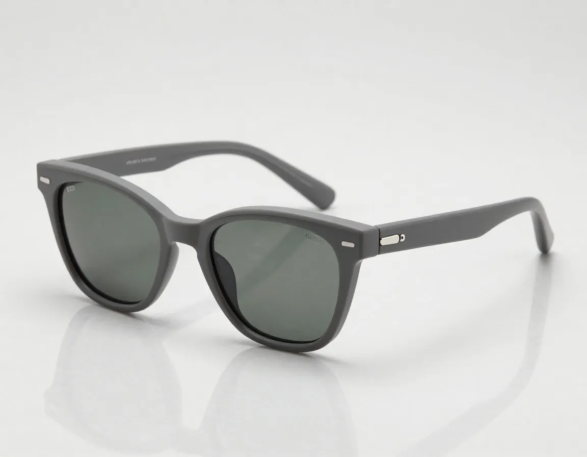 Elegant chalky grey smart sunglasses with improved camera lens