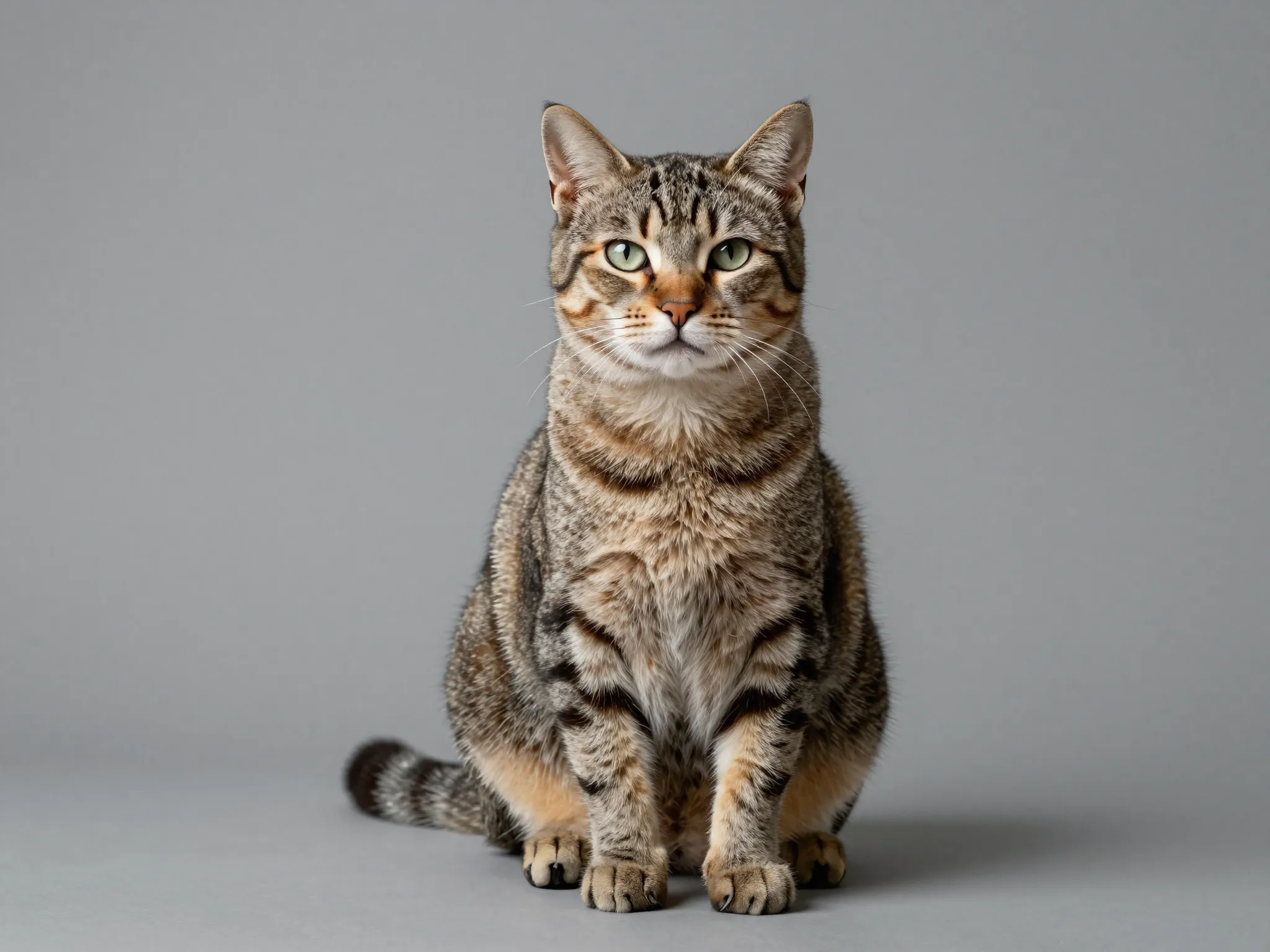 Serious faced cat sitting upright looking like professional businessman