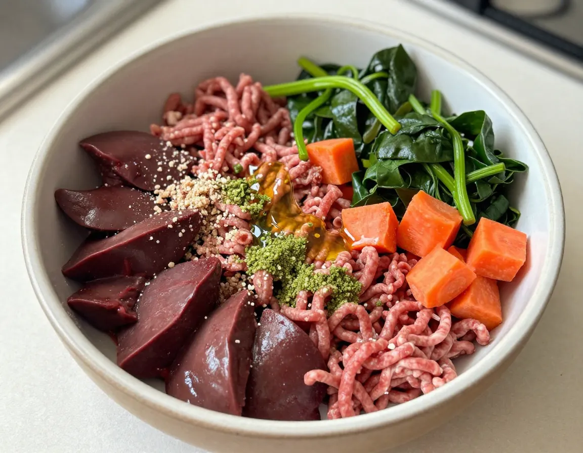 Complete beef and organ recipe for growing puppy