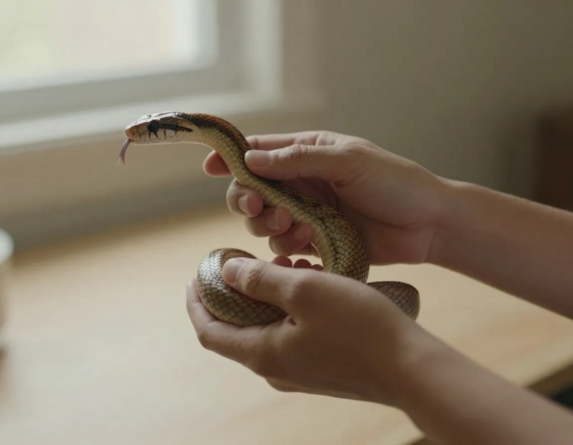 Calm handling session with docile eastern milk snake