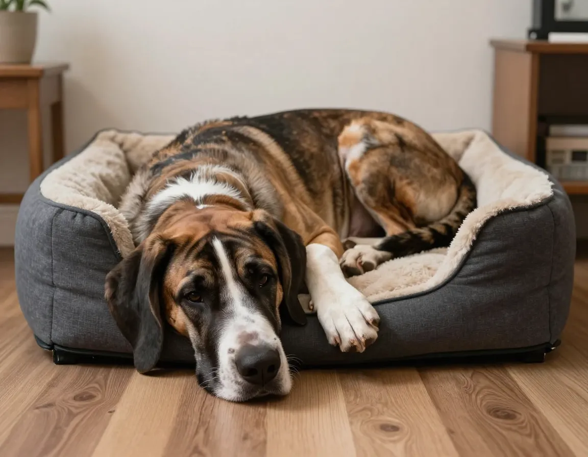 Great dane oversized dog tiny puppy bed dilemma