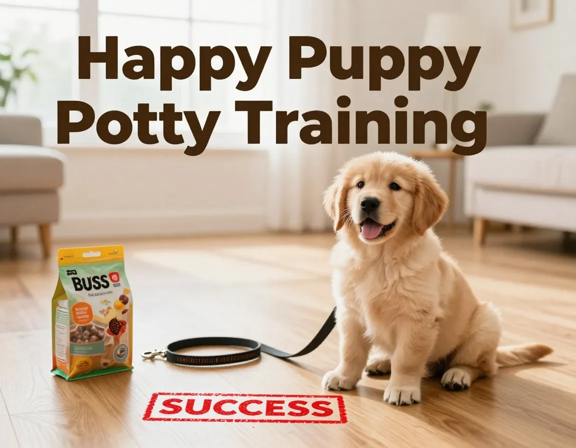 Puppy potty training success clean floor treats leash