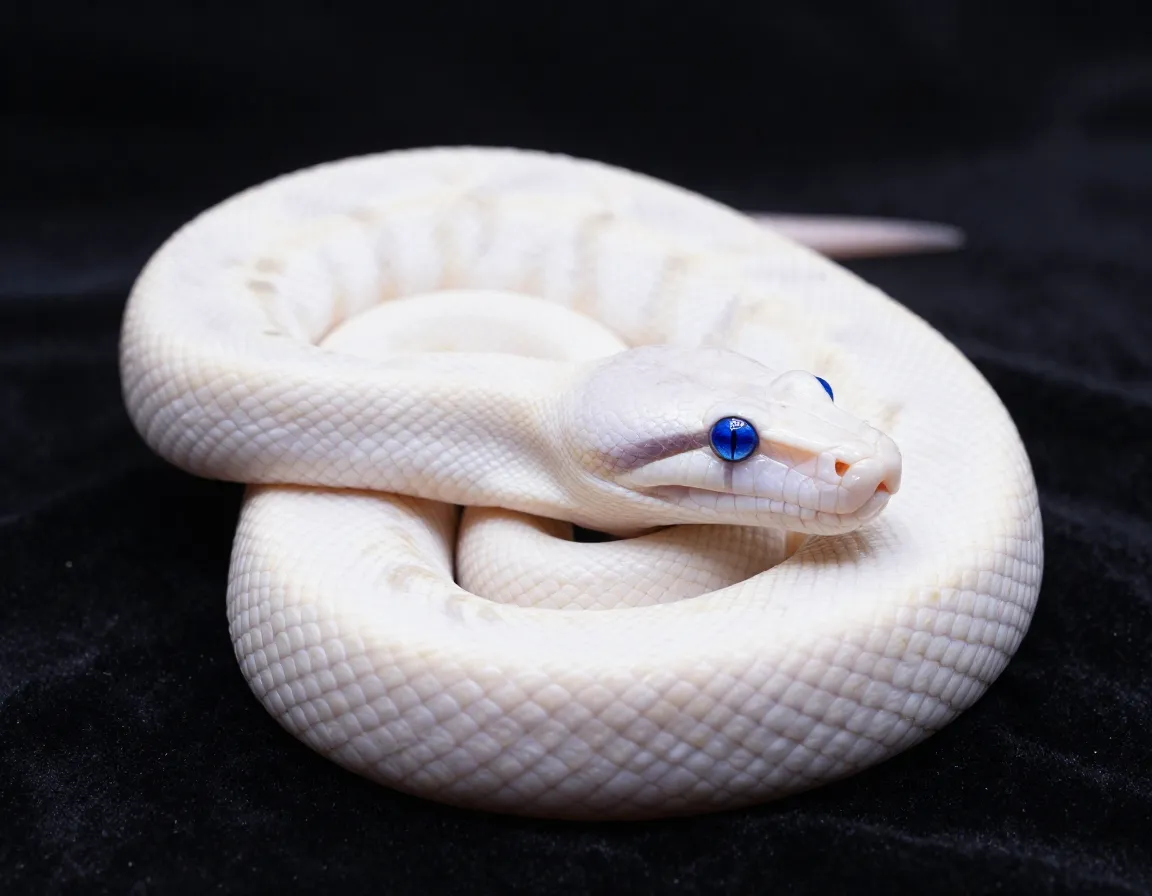 Blue eyed leucistic ball python white scales blue eyes