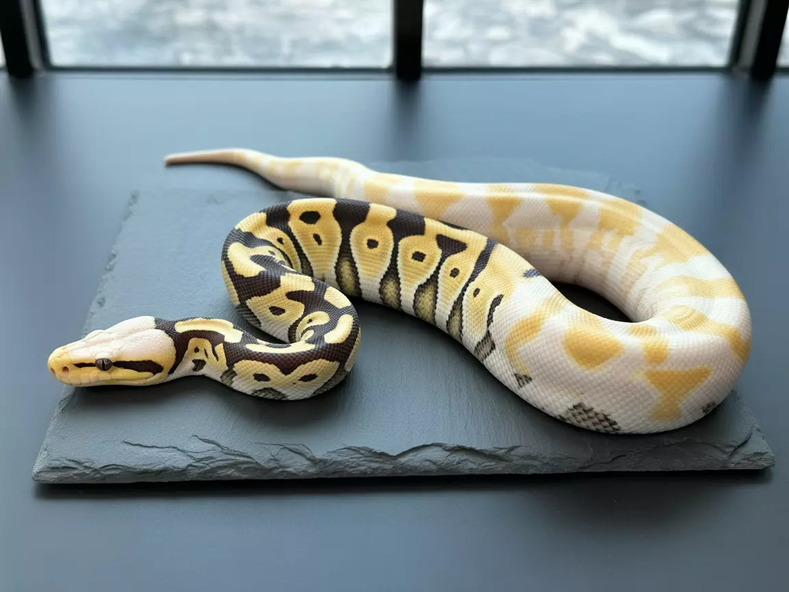 High white piebald royal python brown pattern splotches