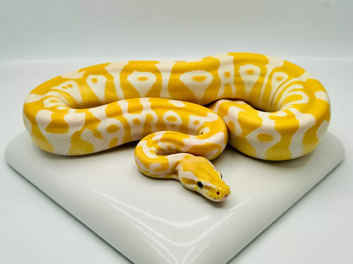 Banana pied ball python yellow white patches ceramic tile