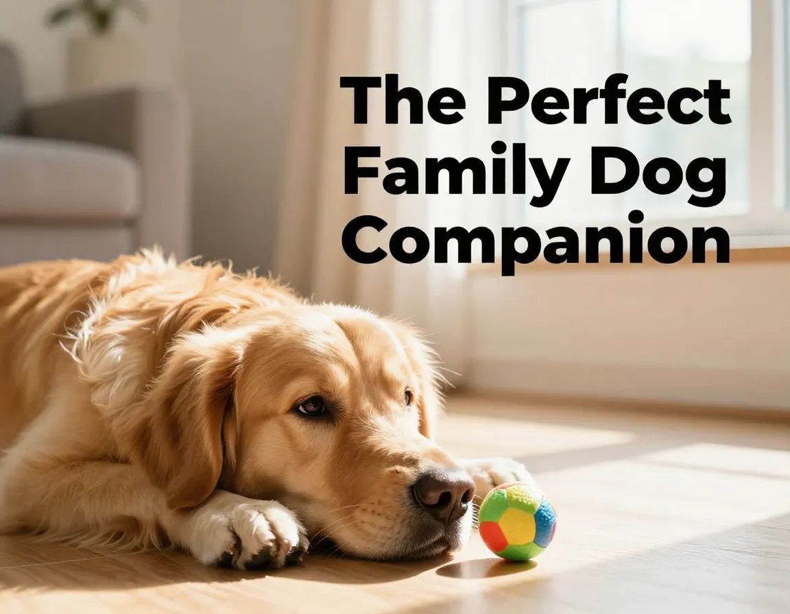 Golden retriever family companion sunlit living room peaceful morning