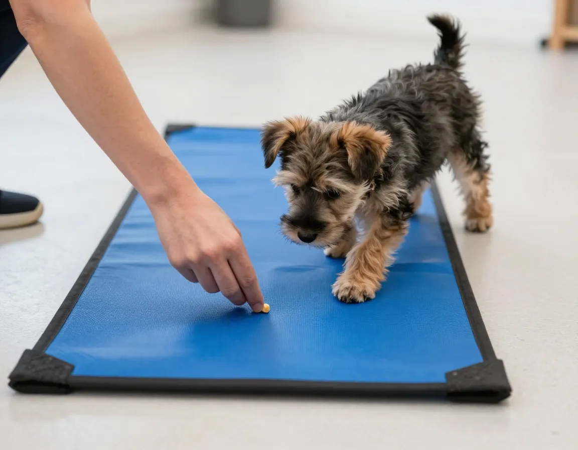 Shaping behavior step by step reward for touching mat