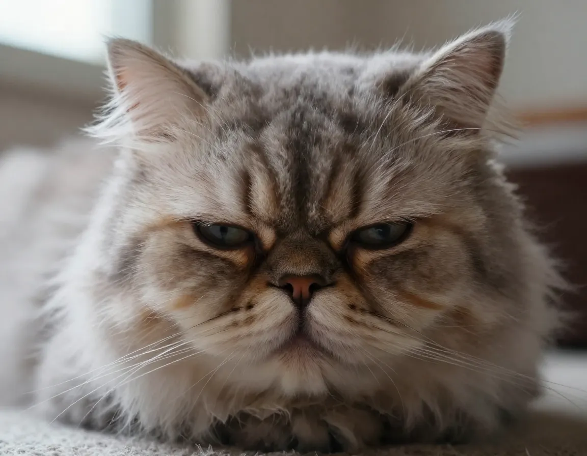 Persian cat monday morning existential dread expression