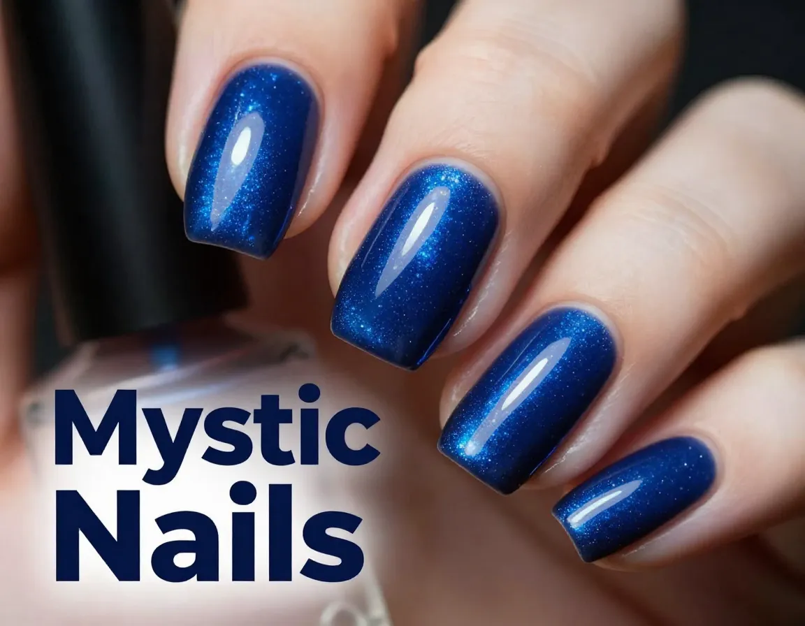 Cat eye blue magnetic nail art manicure trend