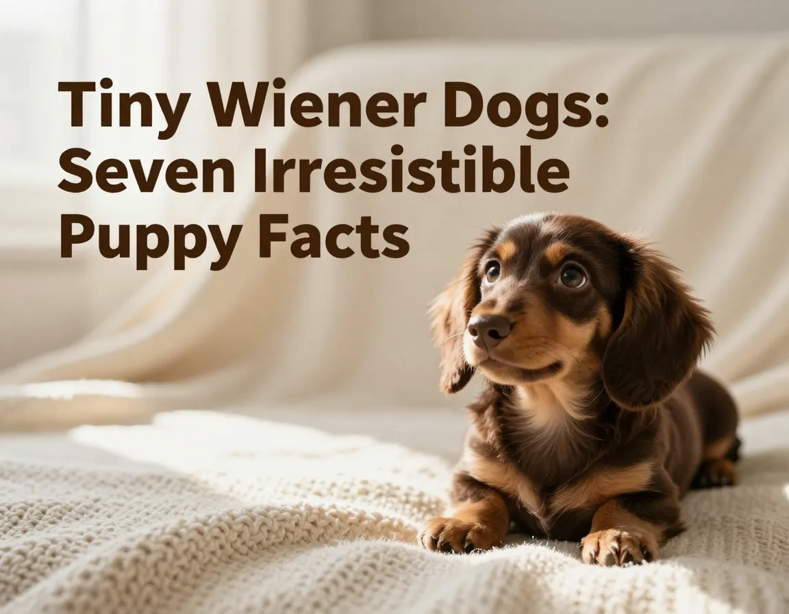 Chocolate dachshund puppy curious on knit blanket soft light