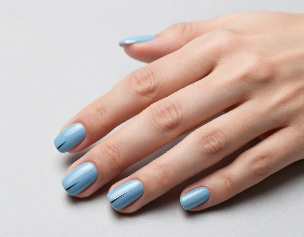 Arctic blue magnetic elegance professional manicure closeup