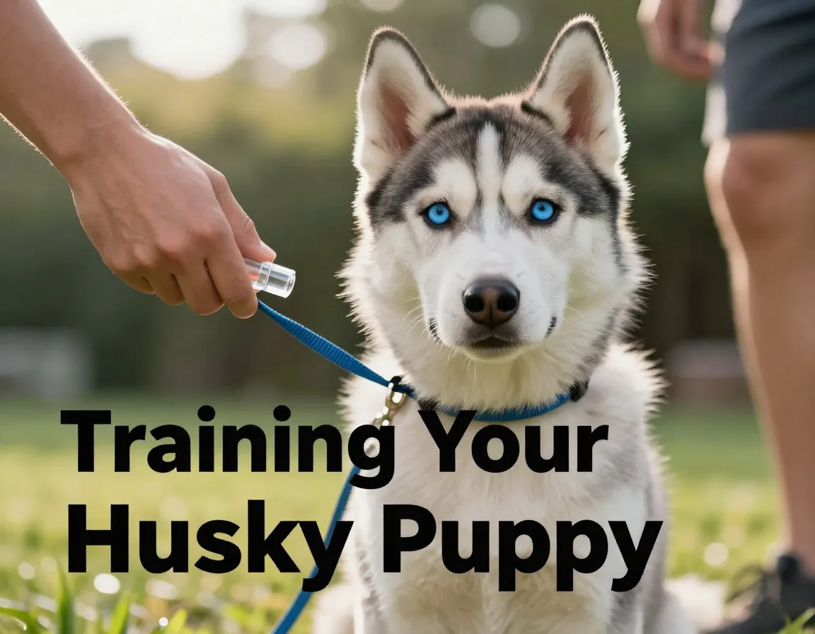 Husky puppy training challenges clicker leash attention