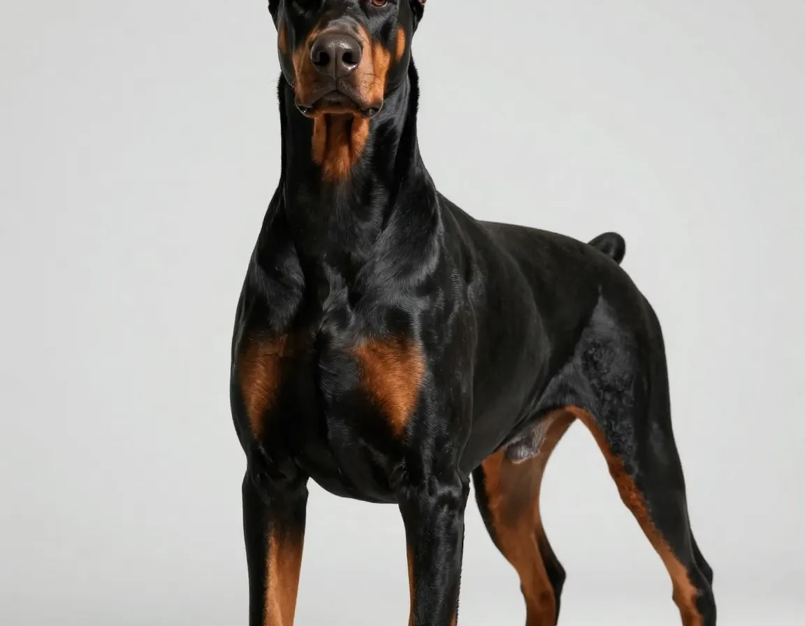 Heavy bone structure and excellent muscling doberman