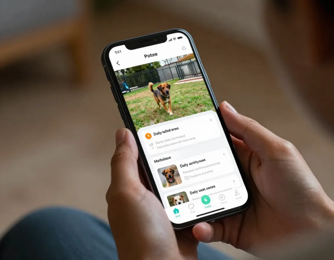 Pet owner viewing digital updates on a customer portal