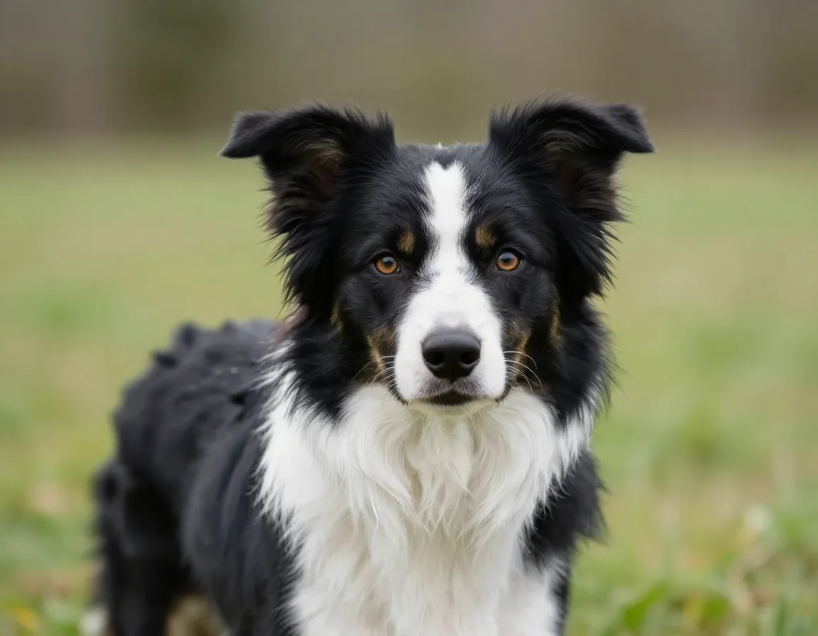 Border collie alert attentive expression outdoor natural setting