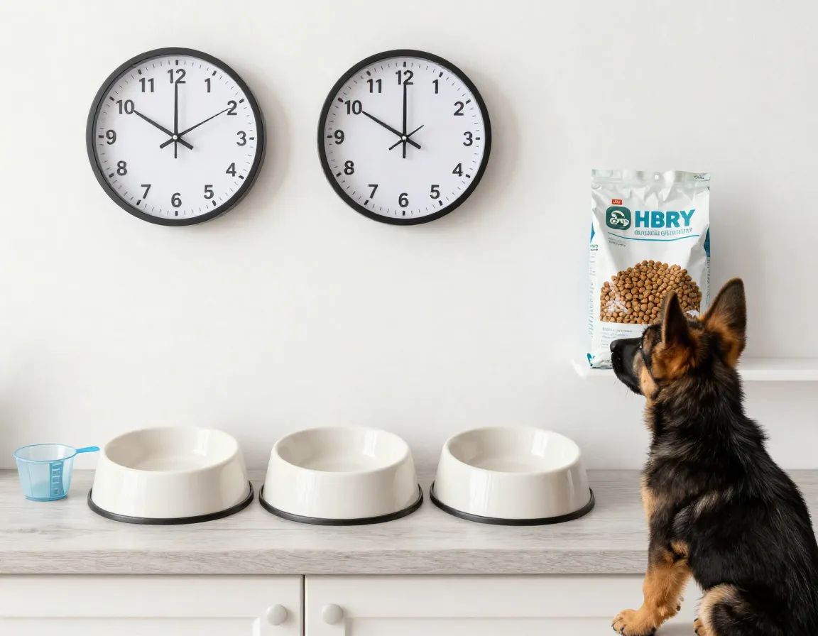 Controlled feeding schedule puppy bowl meals predictable elimination