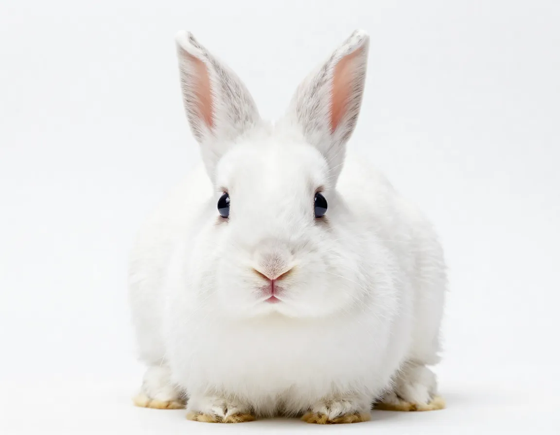 Netherland dwarf rabbit baby face compact body studio portrait