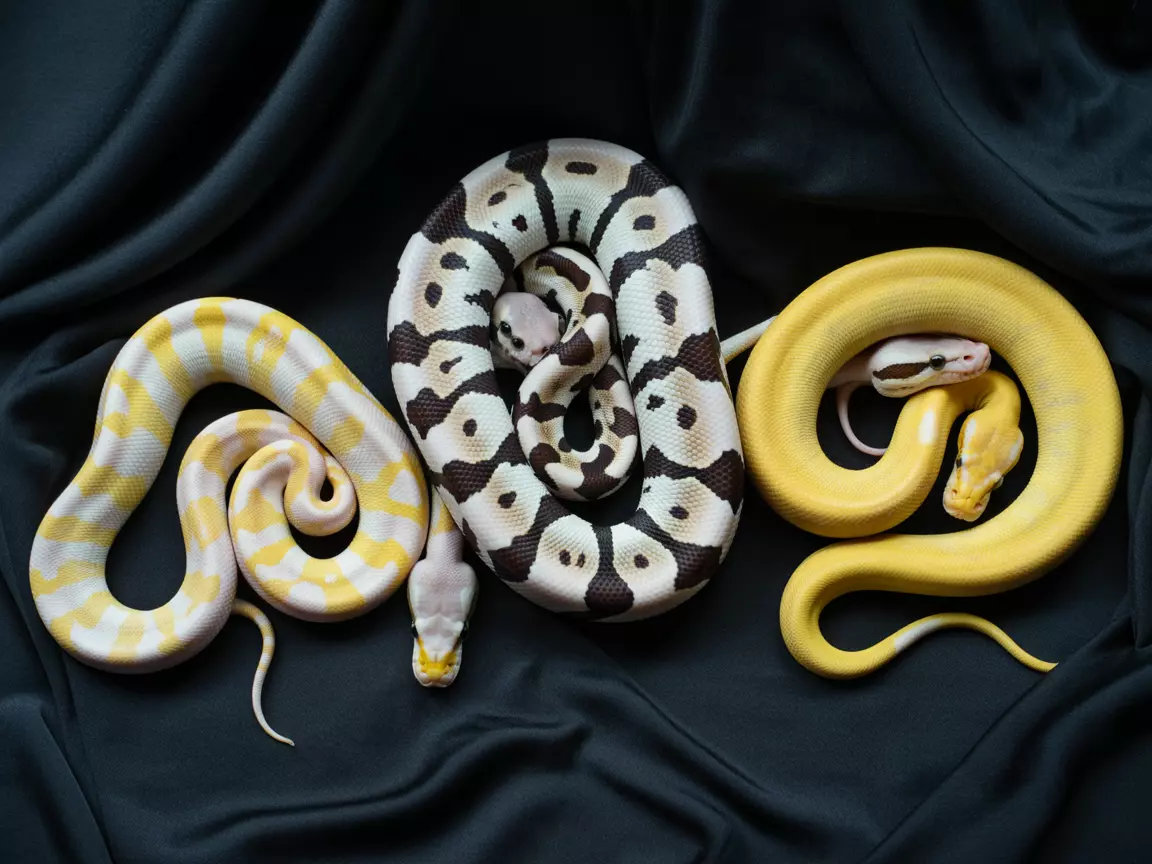 Visual appeal three distinct royal python morphs on velvet