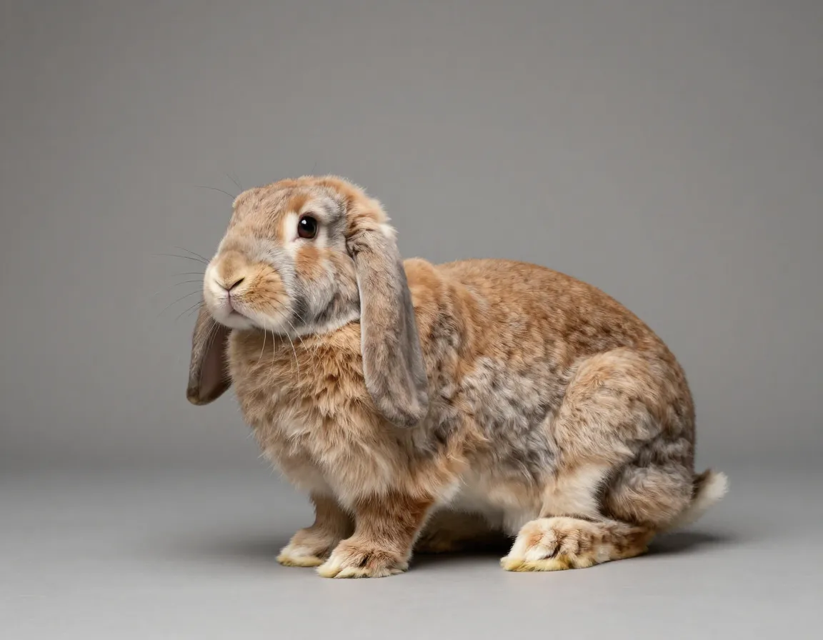 English lop rabbit extremely long ears draping ground