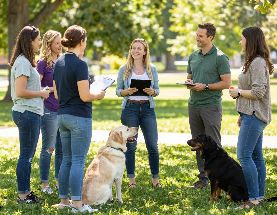 Dog owner support network vet trainer friend meeting