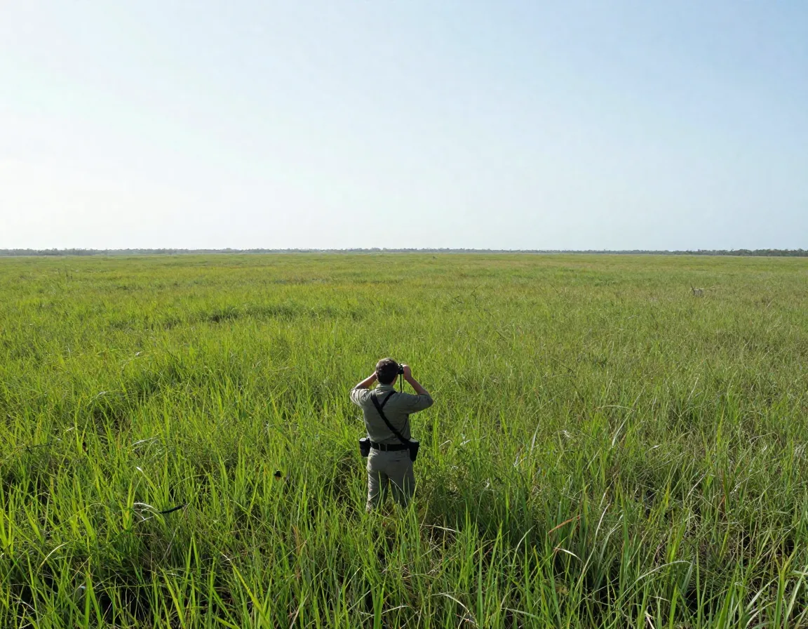 Researcher scanning vast everglades expanse for pythons
