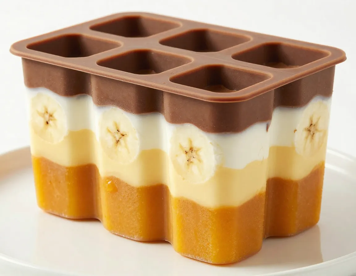 Multi layer frozen treat tower in a deep silicone mold